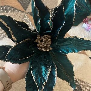 Hobby Lobby Teal and Gold Holiday Decor Flower